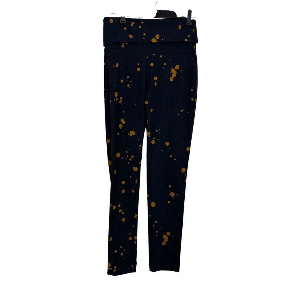 Bitte Kai Rand Pants Womens Small Black Gold Paint Splatter Print Foldover Waist